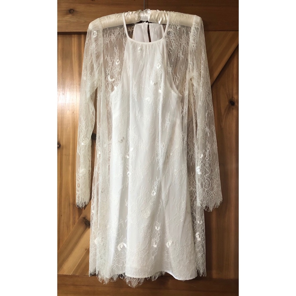 BCBGeneration White Lace Slip Dress